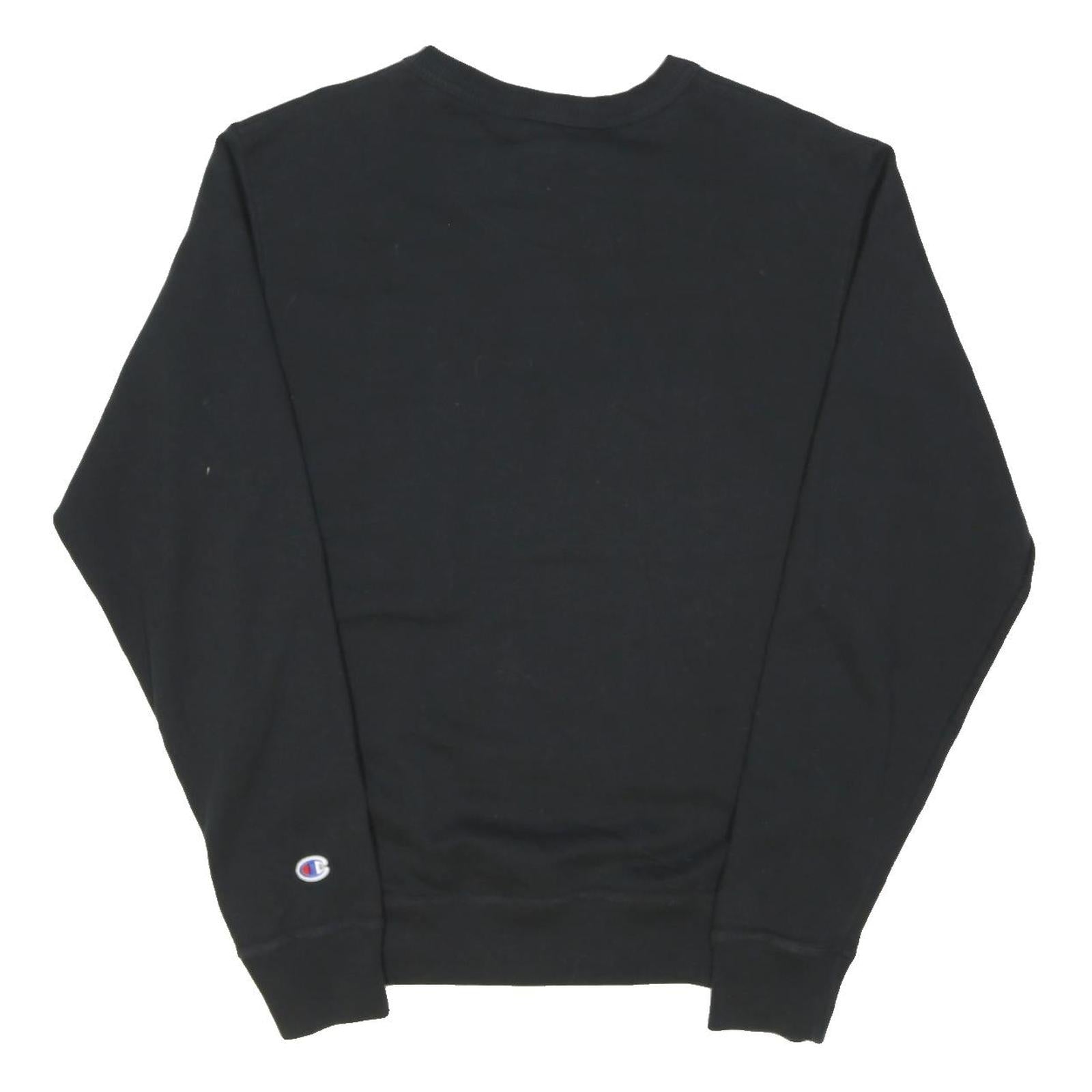 CHAMPION Mens Black Crew Neck S Sweatshirt Cotton Blend Classic Logo