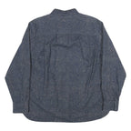 FREEDOM FOUNDRY Mens Blue Speckled Cotton Blend Shirt L Long Sleeve Button