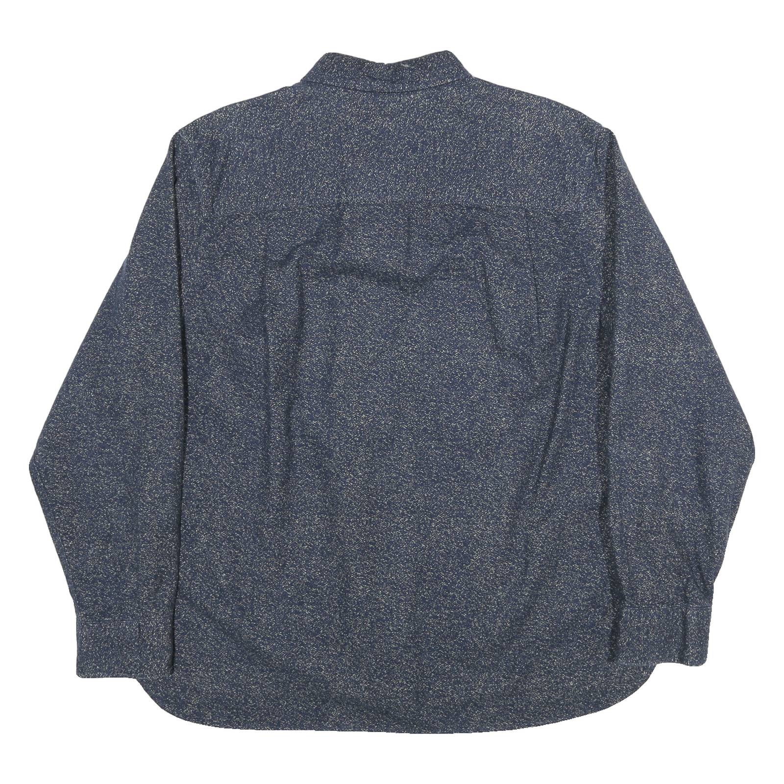 FREEDOM FOUNDRY Mens Blue Speckled Cotton Blend Shirt L Long Sleeve Button
