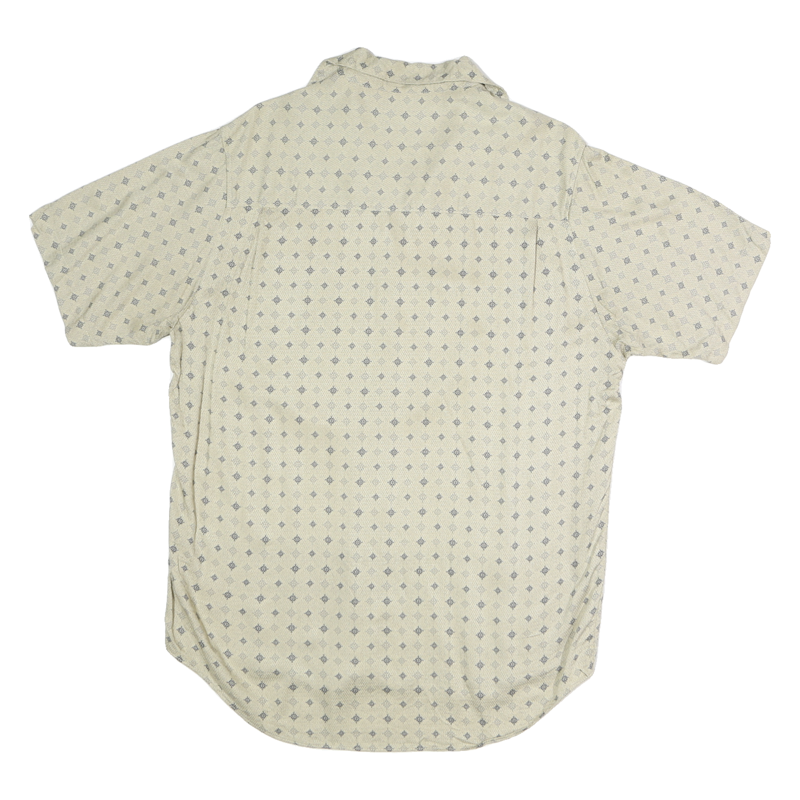 JOHN HENRY Mens Beige Pattern Shirt M Cotton Short Sleeve Casual Summer