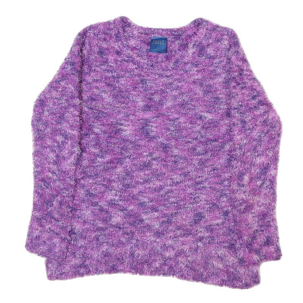 FALLS CREEK Womens Purple Jumper Chunky Knit Crew Neck L Soft Warm