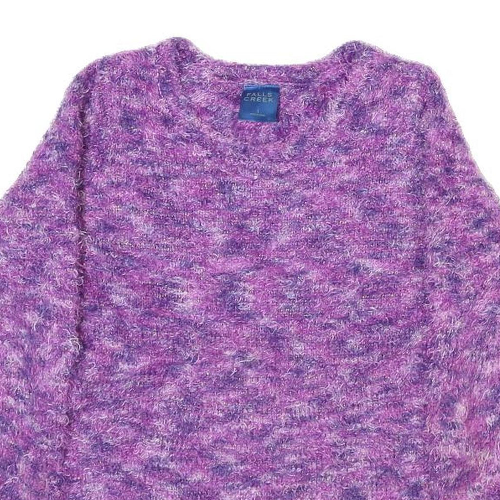 FALLS CREEK Womens Purple Jumper Chunky Knit Crew Neck L Soft Warm