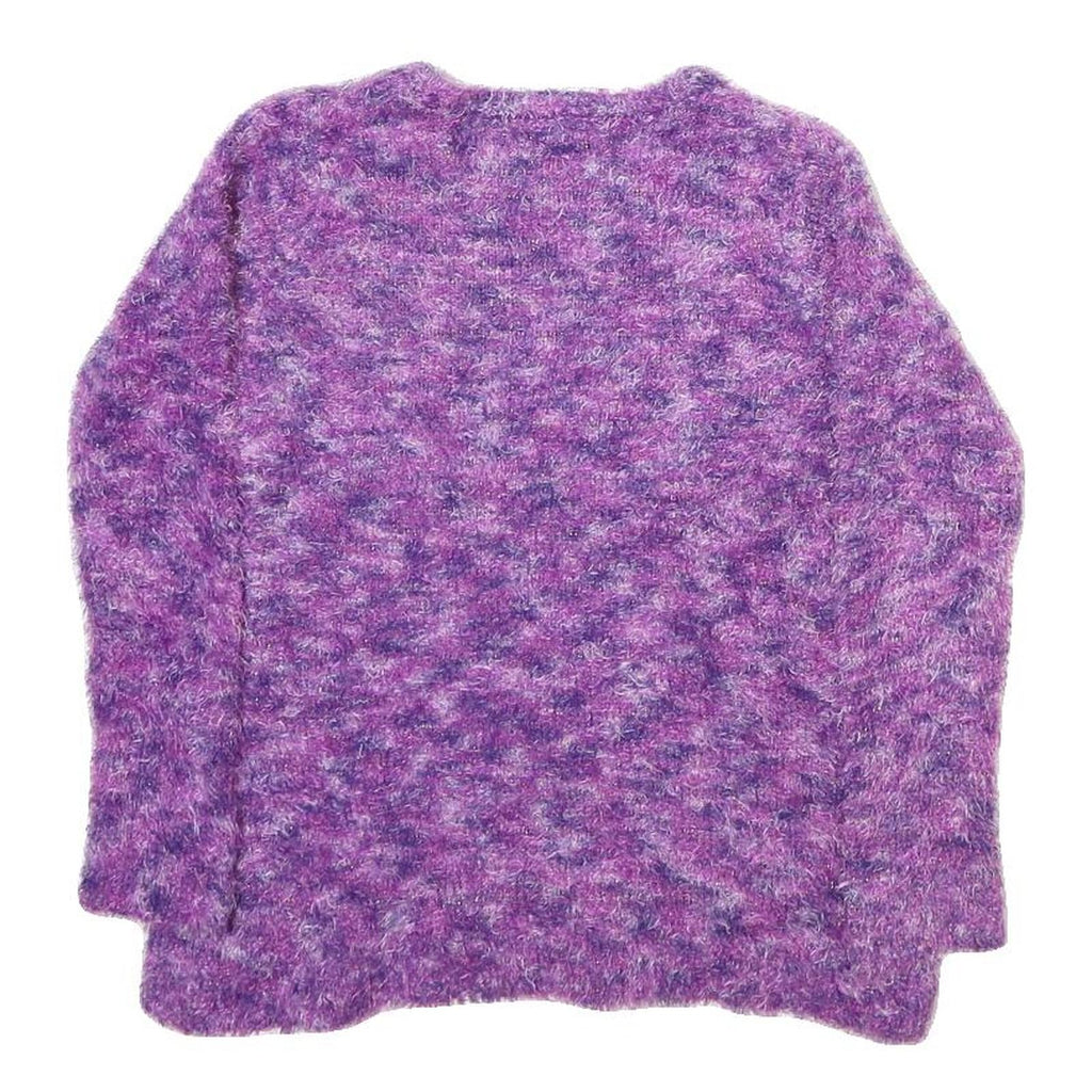 FALLS CREEK Womens Purple Jumper Chunky Knit Crew Neck L Soft Warm