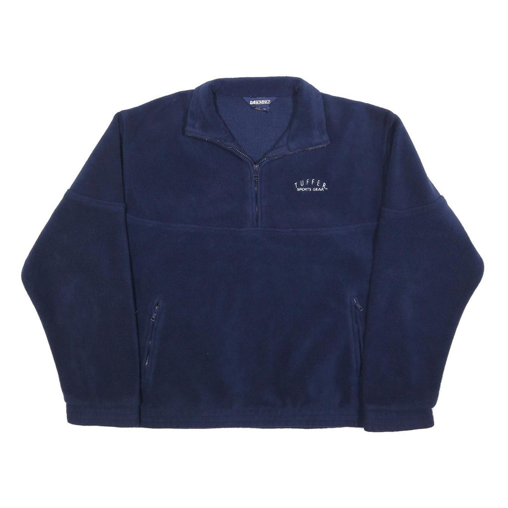 LA LOVING Mens Navy Blue Sports Gear Zip Jacket L Polyester Plain Casual