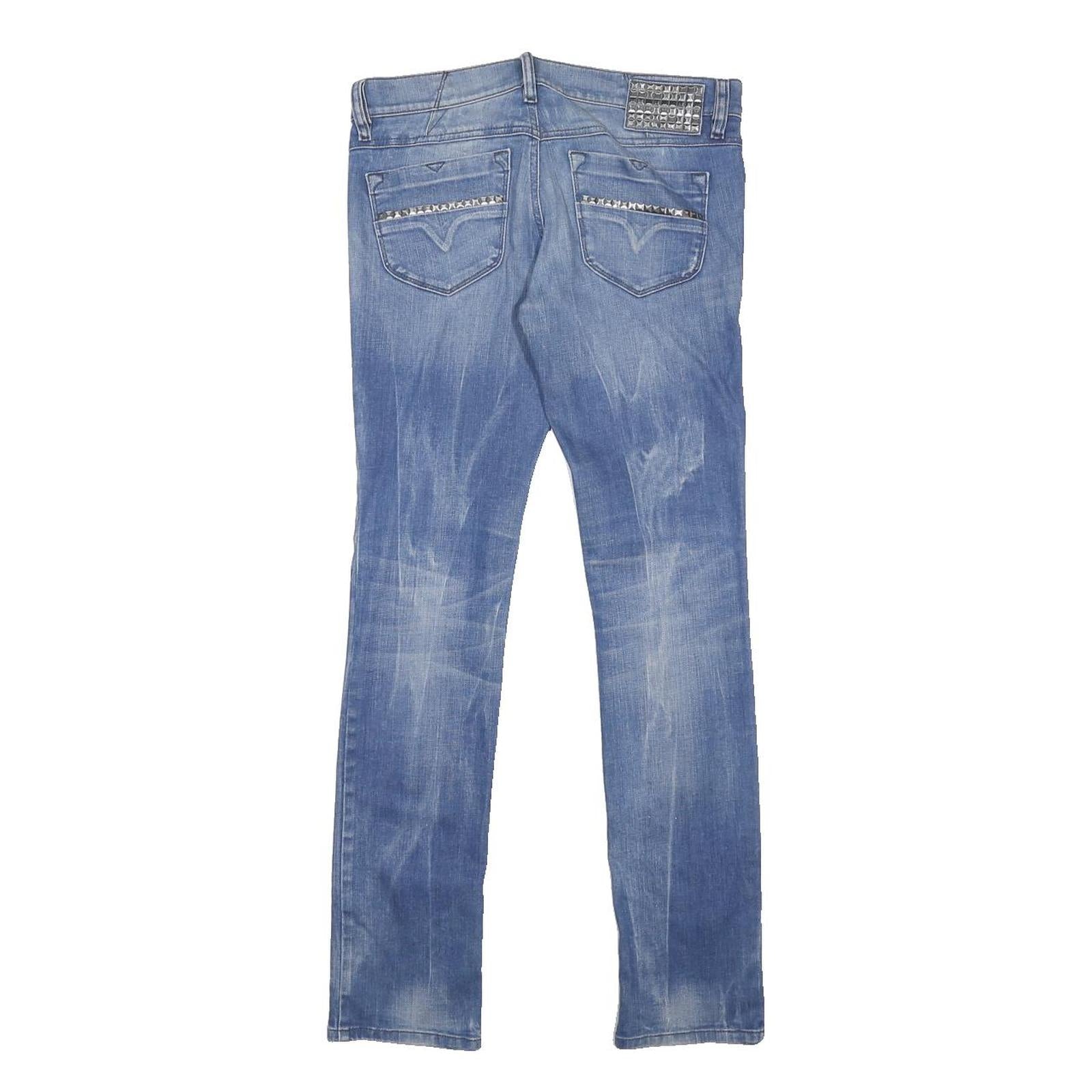 DIESEL Womens Slim Blue Denim Light Wash Jeans W28 L30 Studded Pocket Detail