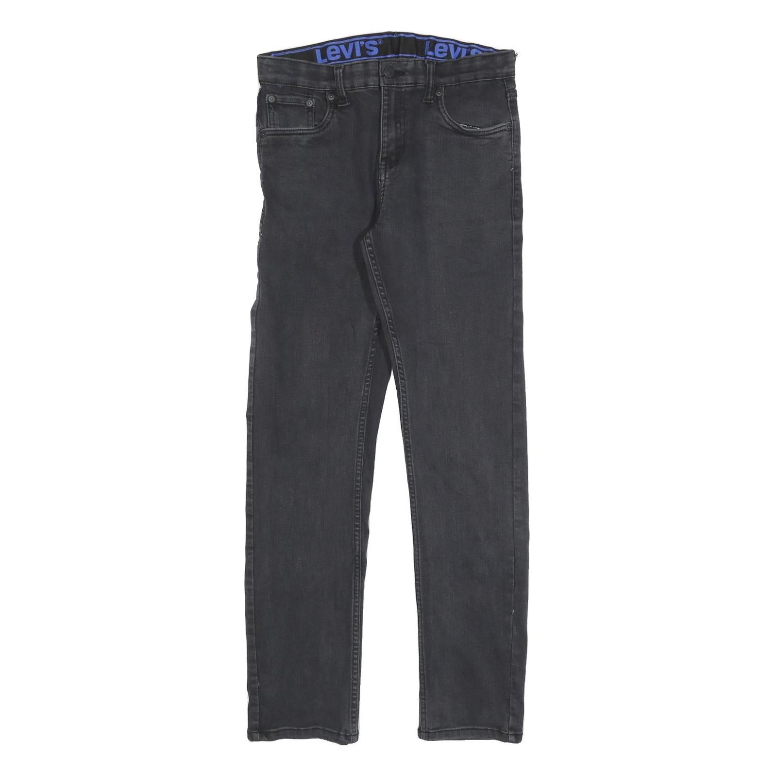 LEVI'S 502 Boys Jeans Black Slim Skinny Denim Medium W28 L30 Zip Cotton Blend
