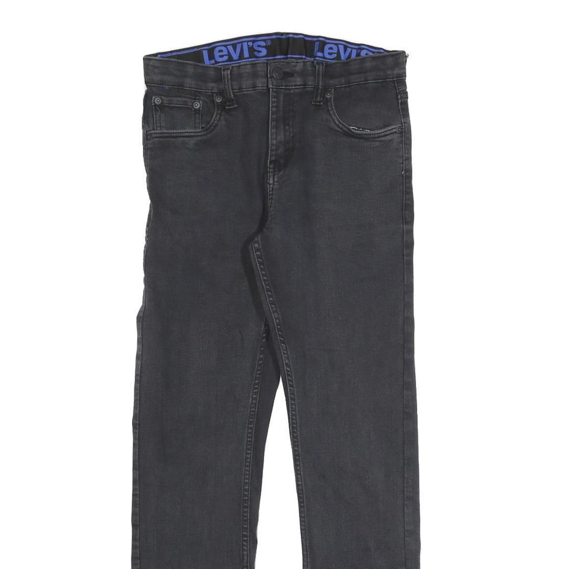 LEVI'S 502 Boys Jeans Black Slim Skinny Denim Medium W28 L30 Zip Cotton Blend