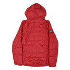 TOMMY HILFIGER Womens Red Quilted Jacket M Polyester Blend Zip Hooded Classic