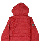 TOMMY HILFIGER Womens Red Quilted Jacket M Polyester Blend Zip Hooded Classic
