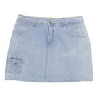 GLORIA VANDERBILT Womens Blue Denim Mini Skirt Cotton Blend Cargo XL Button