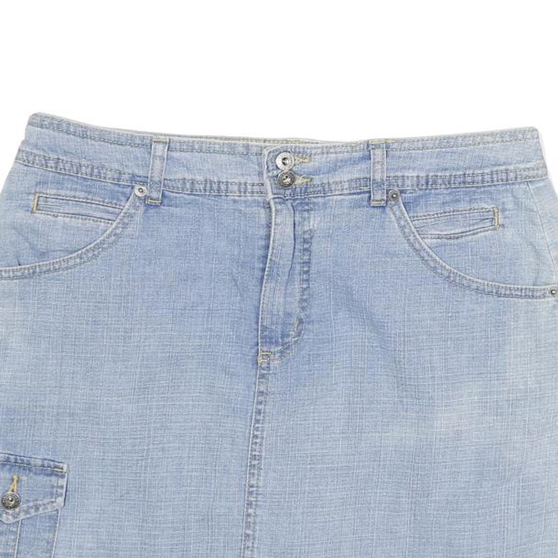 GLORIA VANDERBILT Womens Blue Denim Mini Skirt Cotton Blend Cargo XL Button
