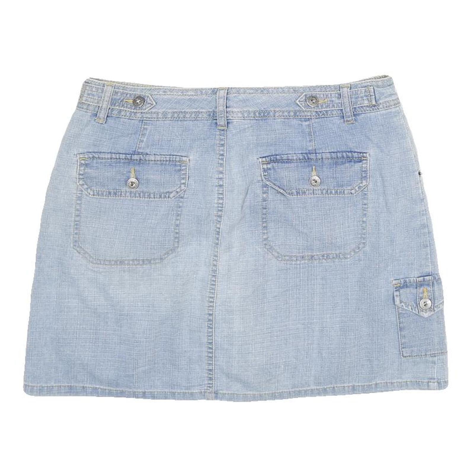 GLORIA VANDERBILT Womens Blue Denim Mini Skirt Cotton Blend Cargo XL Button