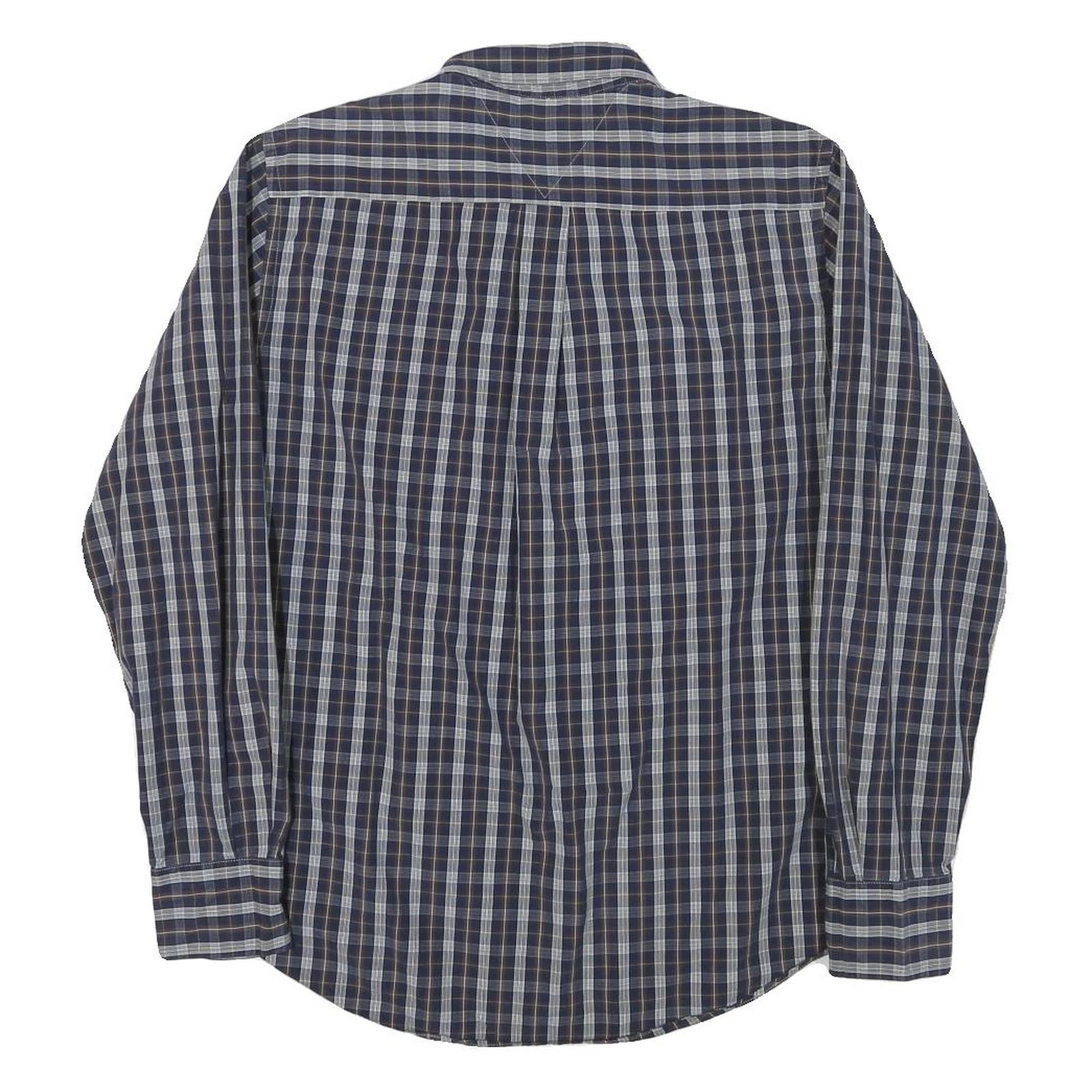 TOMMY HILFIGER Mens Blue Check Shirt M Button Down Collar Long Sleeve Cotton