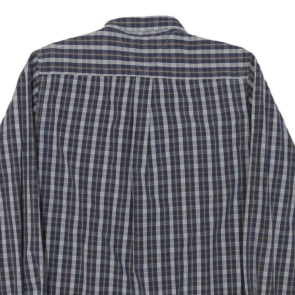 TOMMY HILFIGER Mens Blue Check Shirt M Button Down Collar Long Sleeve Cotton