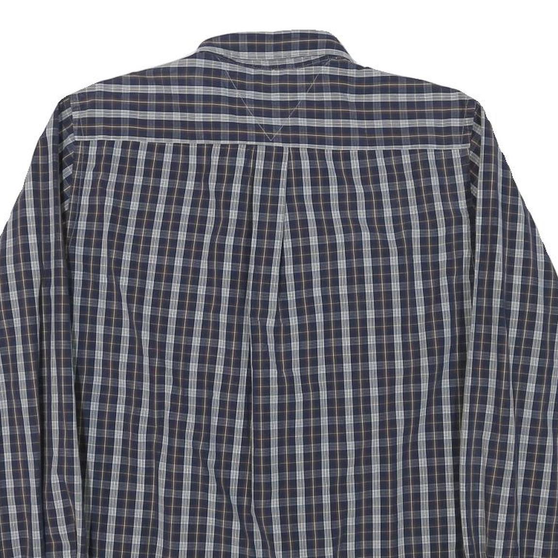 TOMMY HILFIGER Mens Blue Check Shirt M Button Down Collar Long Sleeve Cotton