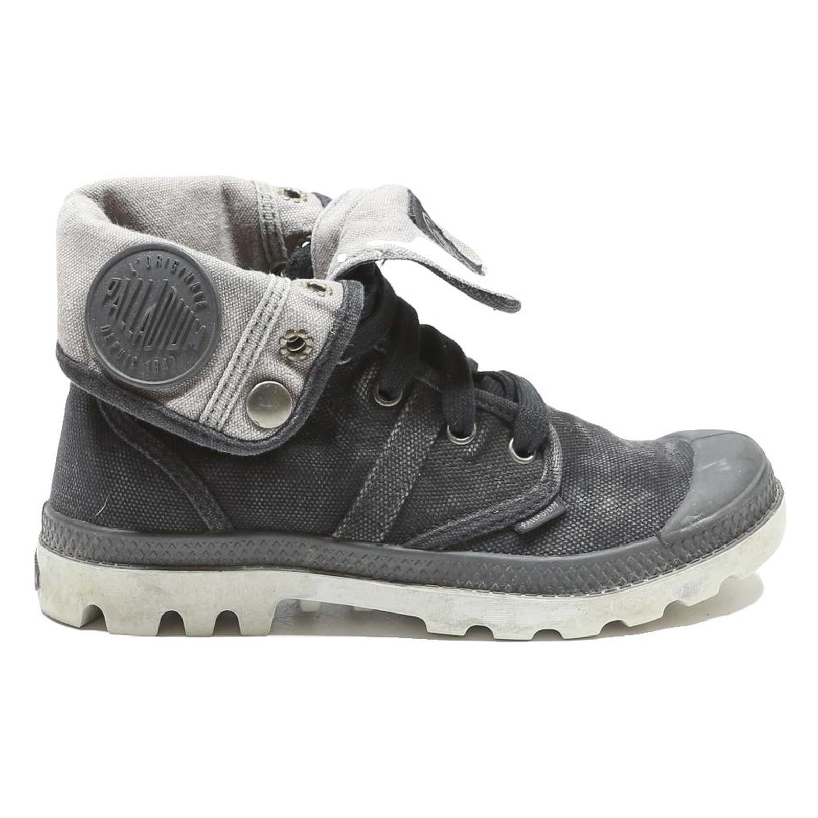 PALLADIUM Baggy Canvas Womens Ankle Boots Black & Grey UK 3.5 Casual Outdoor