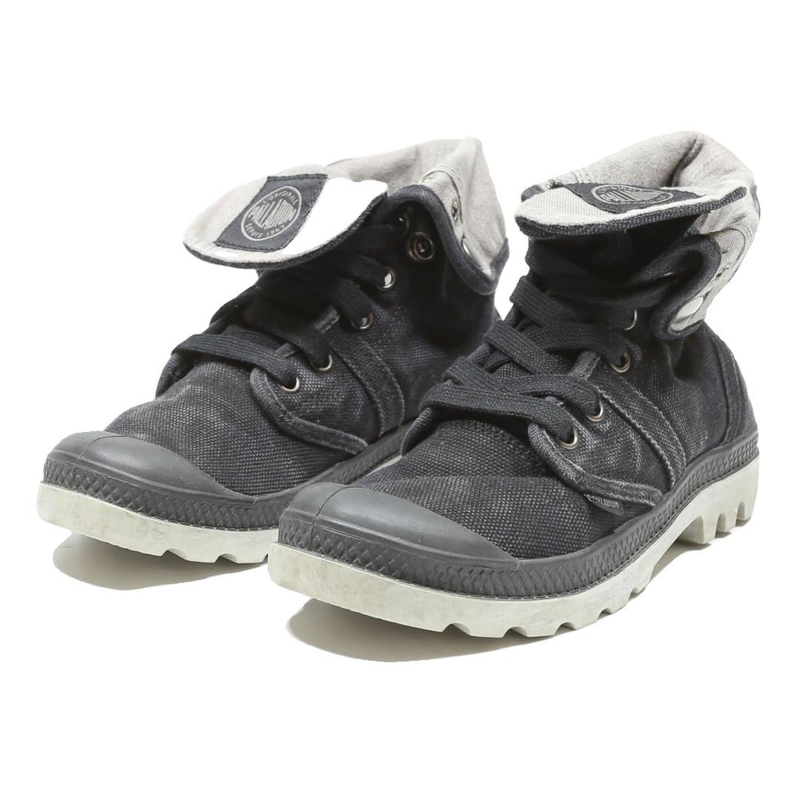 PALLADIUM Baggy Canvas Womens Ankle Boots Black & Grey UK 3.5 Casual Outdoor