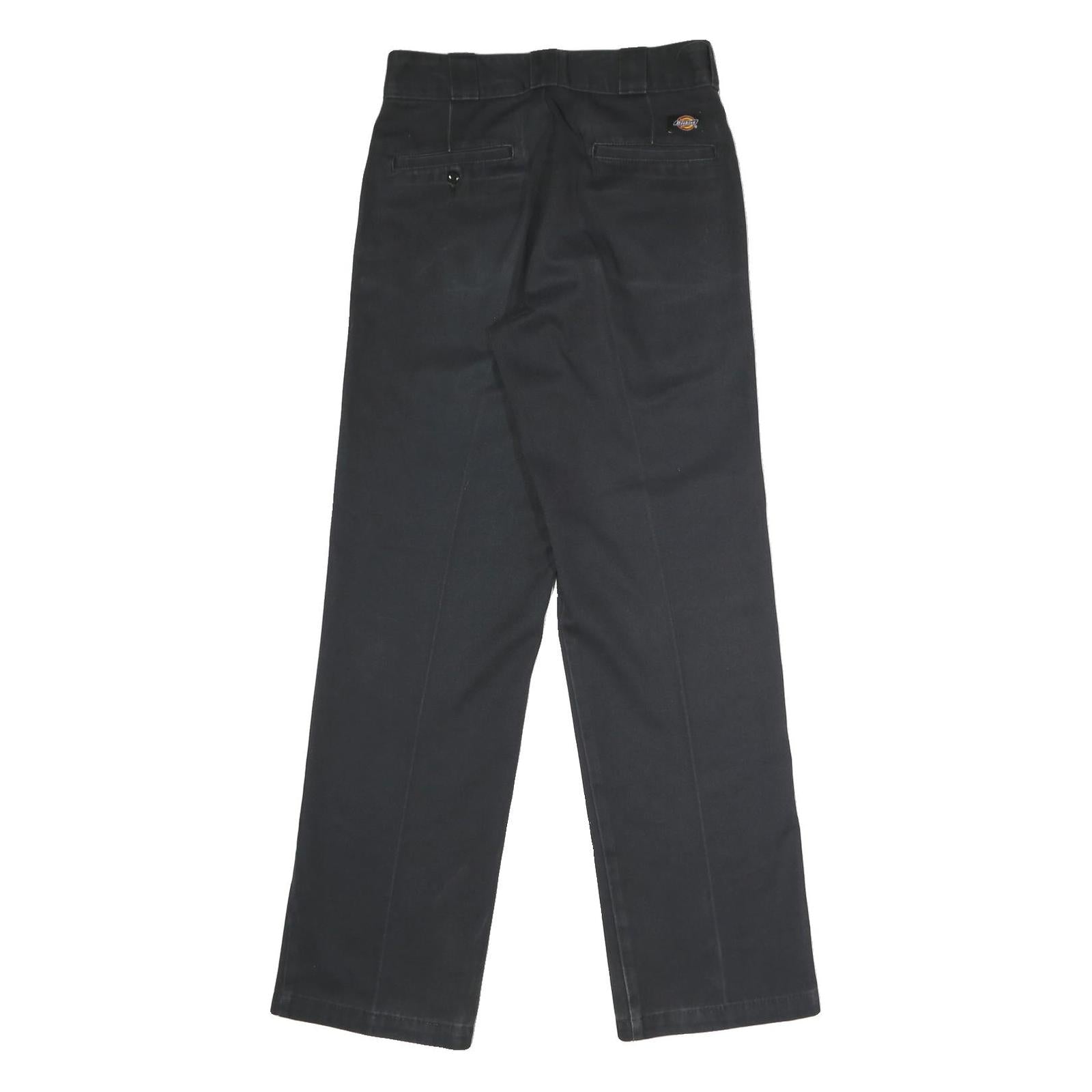 DICKIES Mens Polyester Blend Black Classic Straight Trousers W30 L32 Workwear
