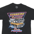 DOM Mens Black Supreme Racing Graphic T-Shirt M Short Sleeve Crew Neck Vintage