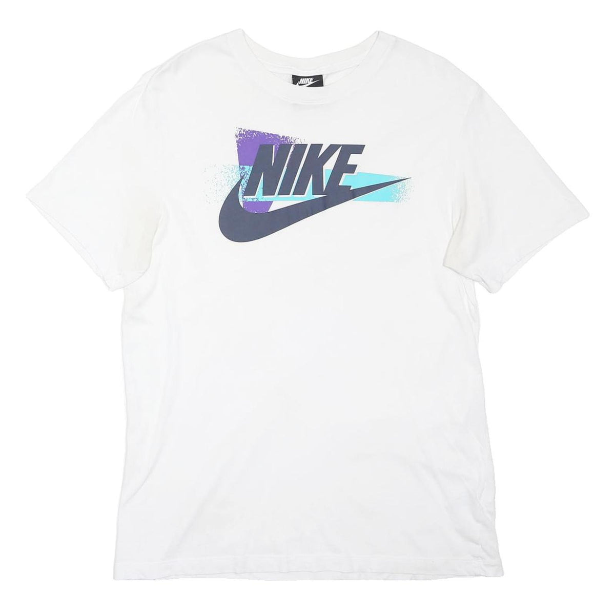 NIKE Mens White Graphic T-Shirt M Short Sleeve Crew Neck Casual Cotton