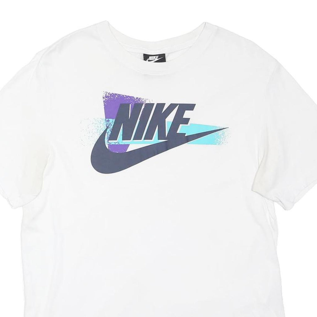 NIKE Mens White Graphic T-Shirt M Short Sleeve Crew Neck Casual Cotton