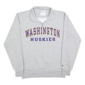 CHAMPION Mens Grey Washington Huskies 1/4 Zip Sweatshirt M Cotton Blend Pullover