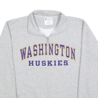 CHAMPION Mens Grey Washington Huskies 1/4 Zip Sweatshirt M Cotton Blend Pullover