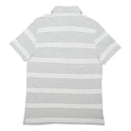 TOMMY HILFIGER Mens Grey & White Striped Short Sleeve Polo Shirt S Cotton Blend