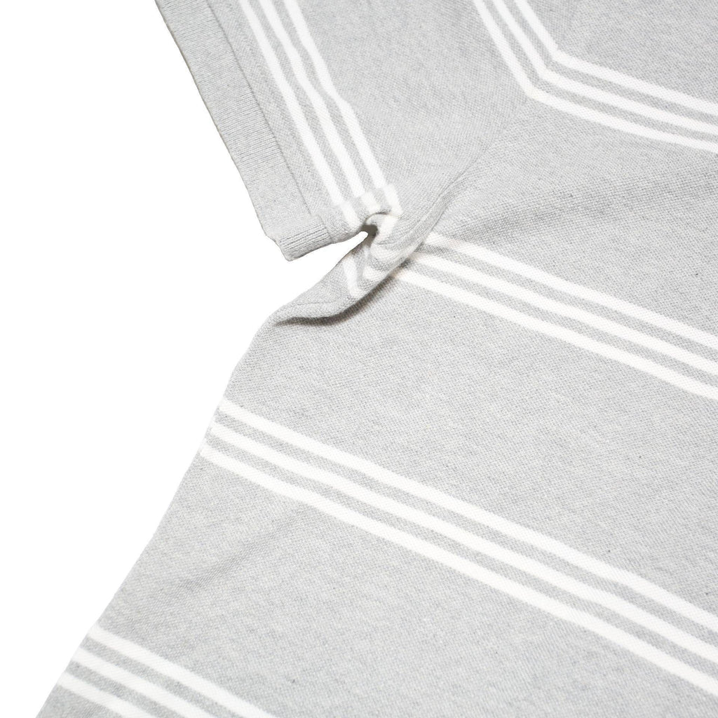 TOMMY HILFIGER Mens Grey & White Striped Short Sleeve Polo Shirt S Cotton Blend