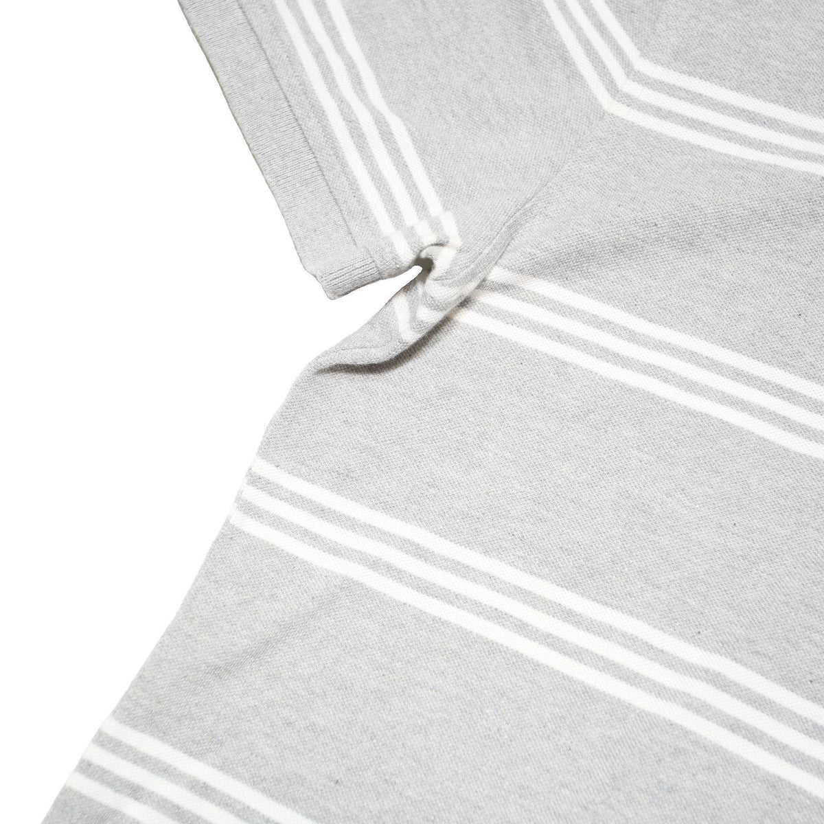 TOMMY HILFIGER Mens Grey & White Striped Short Sleeve Polo Shirt S Cotton Blend