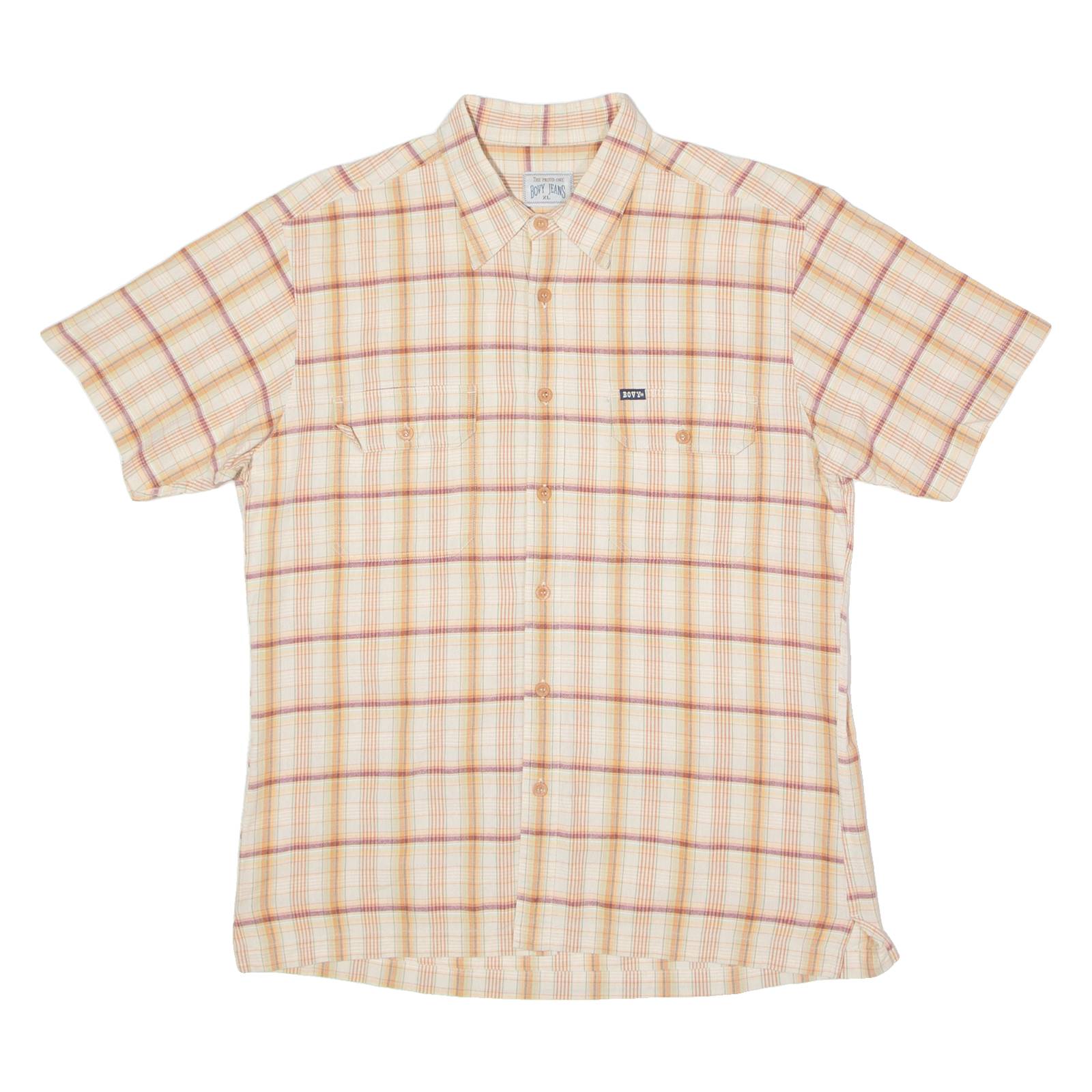 BOVY JEANS Mens Shirt Orange 90s Plaid XL