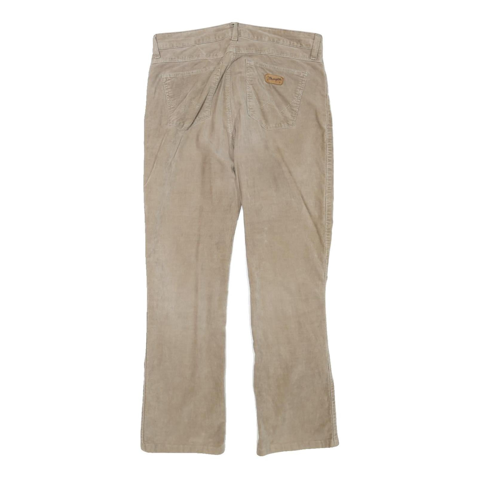 WRANGLER Mens Beige Cotton Blend Regular Straight Trousers W32 L28 Casual