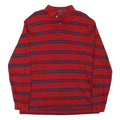 POLO RALPH LAUREN Mens Red & Navy Blue Striped Long Sleeve Polo Shirt XL Cotton