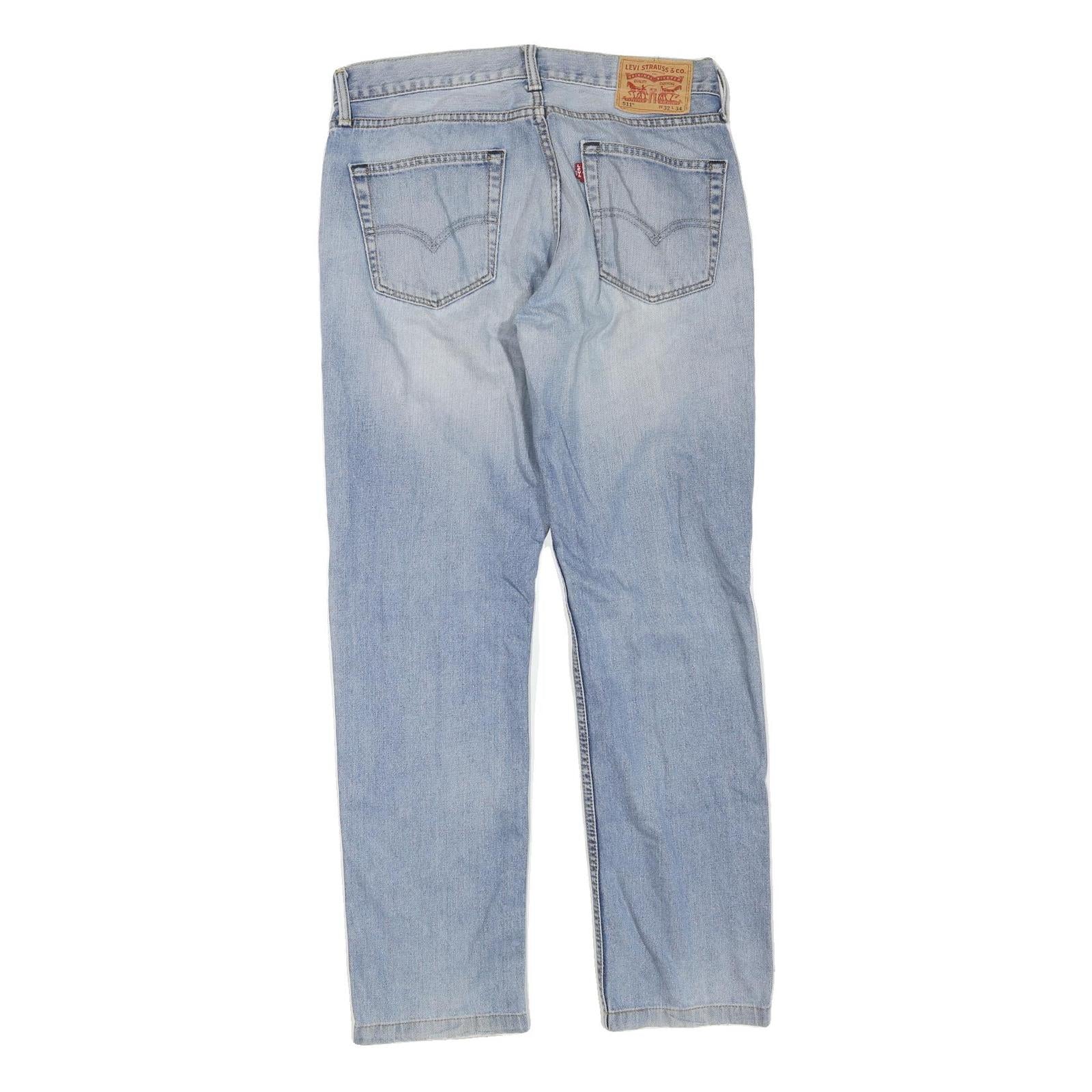 LEVI'S 511 Slim Womens Jeans Blue Regular Slim Denim Light W32 L30 Zip Cotton