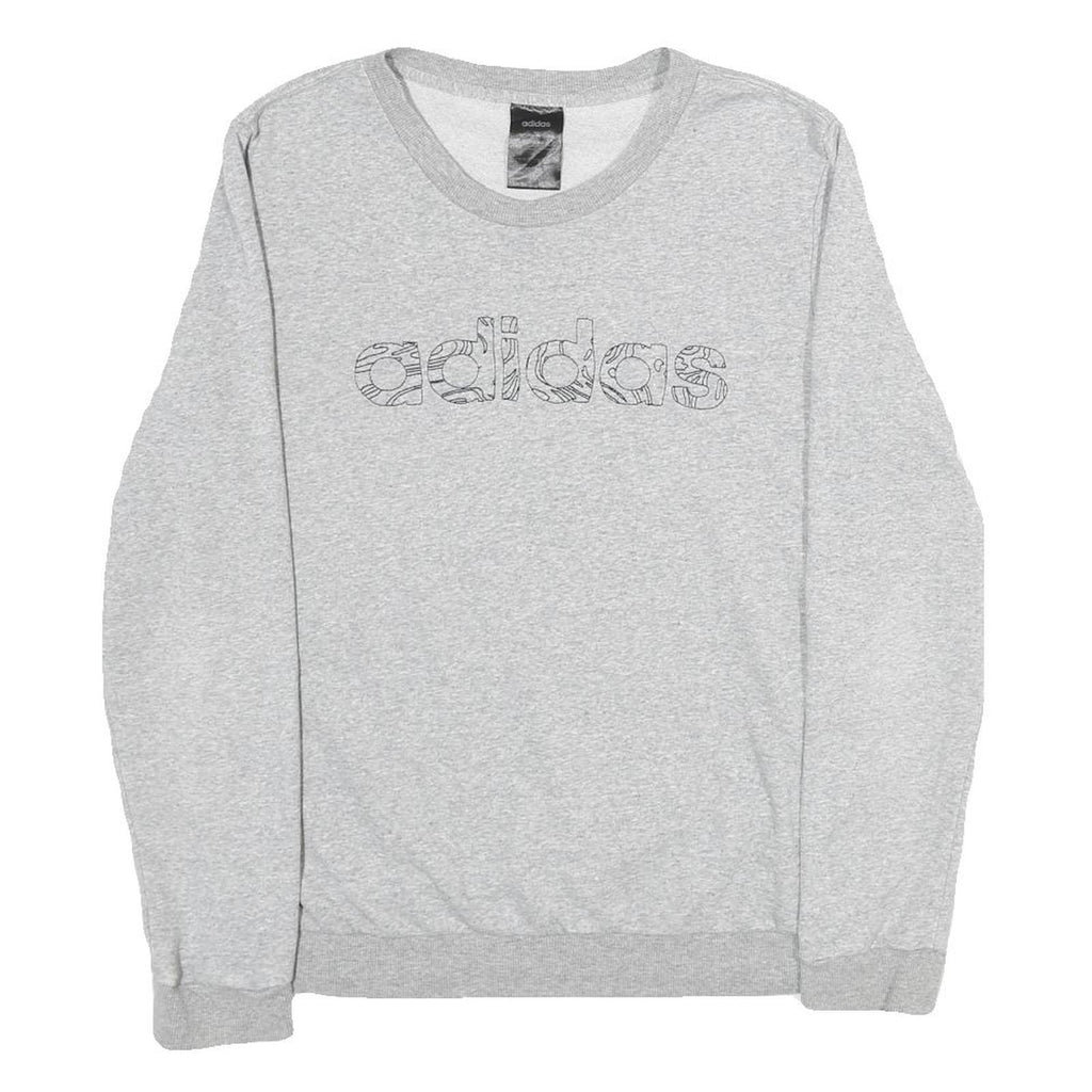ADIDAS Womens Grey Sweatshirt Crew Neck S Cotton Blend Casual Pullover