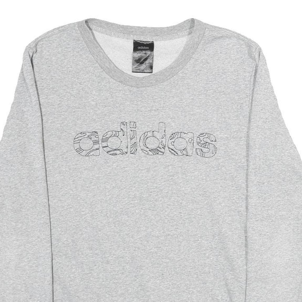 ADIDAS Womens Grey Sweatshirt Crew Neck S Cotton Blend Casual Pullover