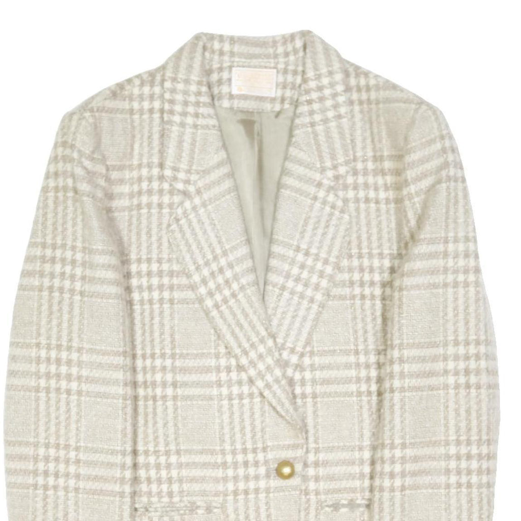 PENDLETON Womens Cream & Beige Check Wool Button Jacket L Woven Classic