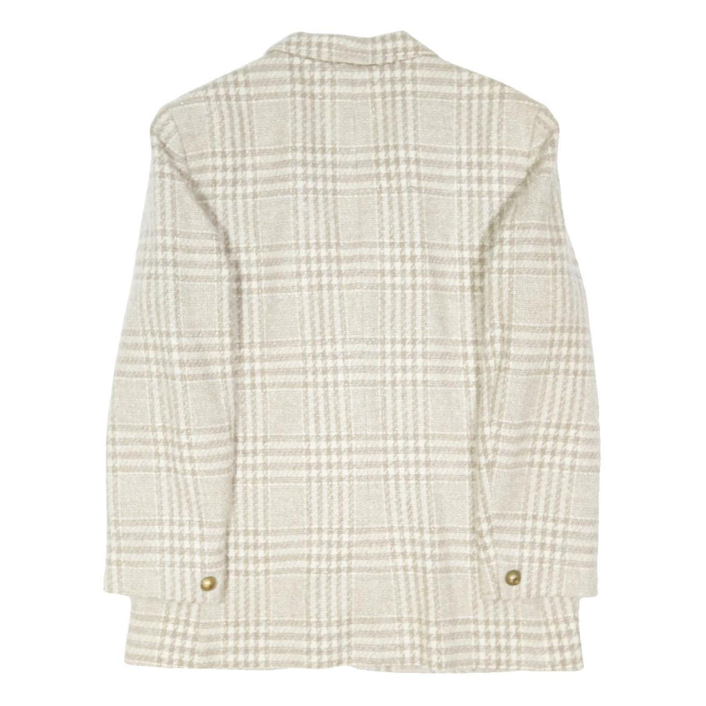 PENDLETON Womens Cream & Beige Check Wool Button Jacket L Woven Classic