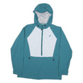 ASICS Womens Blue & White Hooded Nylon Jacket M Zip Lightweight Sportswear