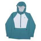 ASICS Womens Blue & White Hooded Nylon Jacket M Zip Lightweight Sportswear