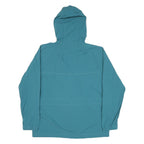 ASICS Womens Blue & White Hooded Nylon Jacket M Zip Lightweight Sportswear