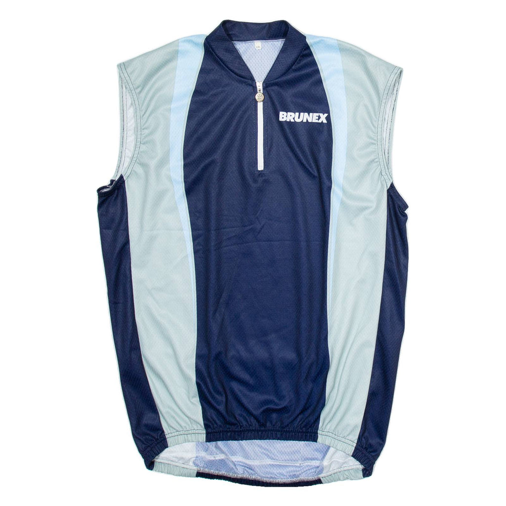BRUNEX Cycling Mens Jersey Blue Sleeveless 1/4 Zip 2XL