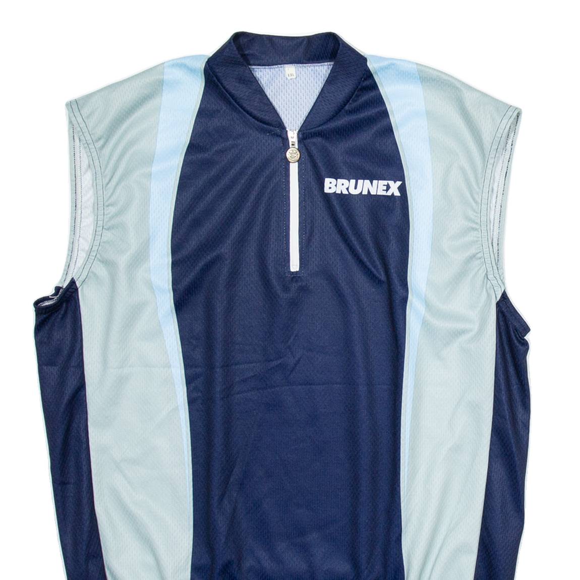 BRUNEX Cycling Mens Jersey Blue Sleeveless 1/4 Zip 2XL