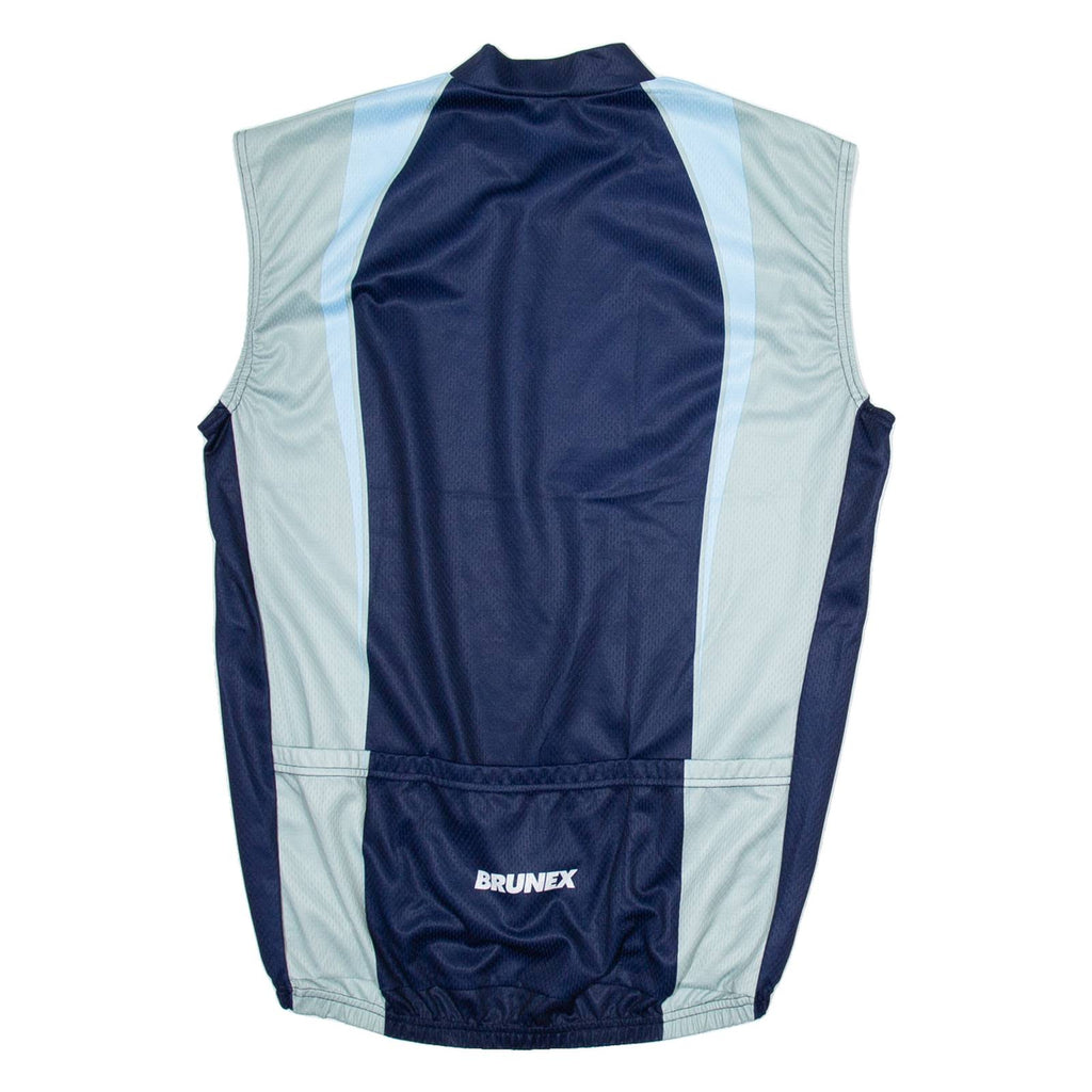 BRUNEX Cycling Mens Jersey Blue Sleeveless 1/4 Zip 2XL