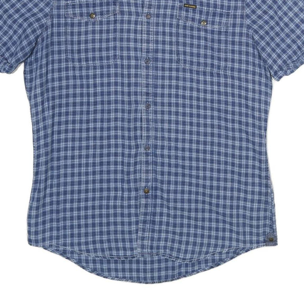 PME LEGEND Mens Blue Checked Shirt L Casual Cotton Short Sleeve Summer