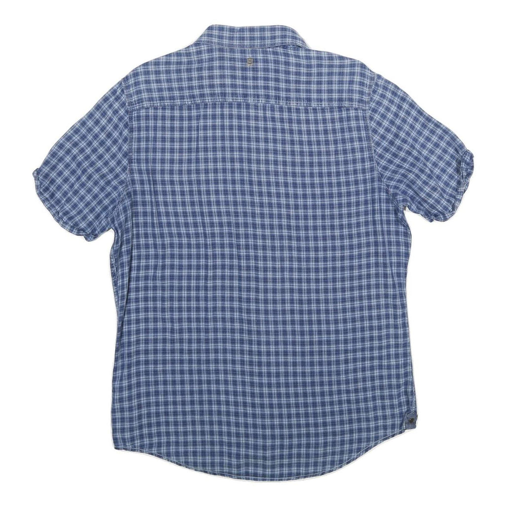 PME LEGEND Mens Blue Checked Shirt L Casual Cotton Short Sleeve Summer