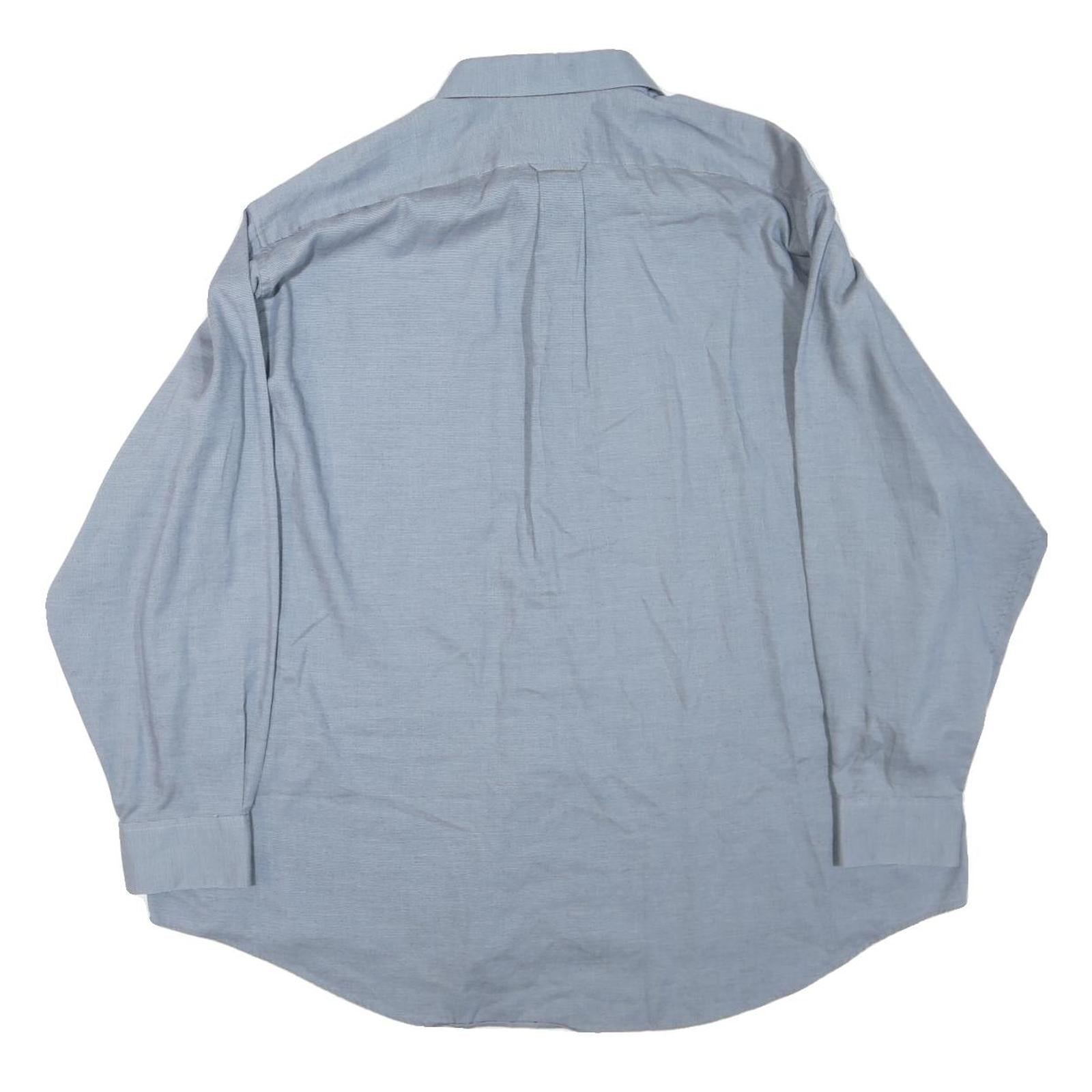 DOCKERS Mens Blue 2XL Cotton Blend Plain Long Sleeve Shirt Button Collar