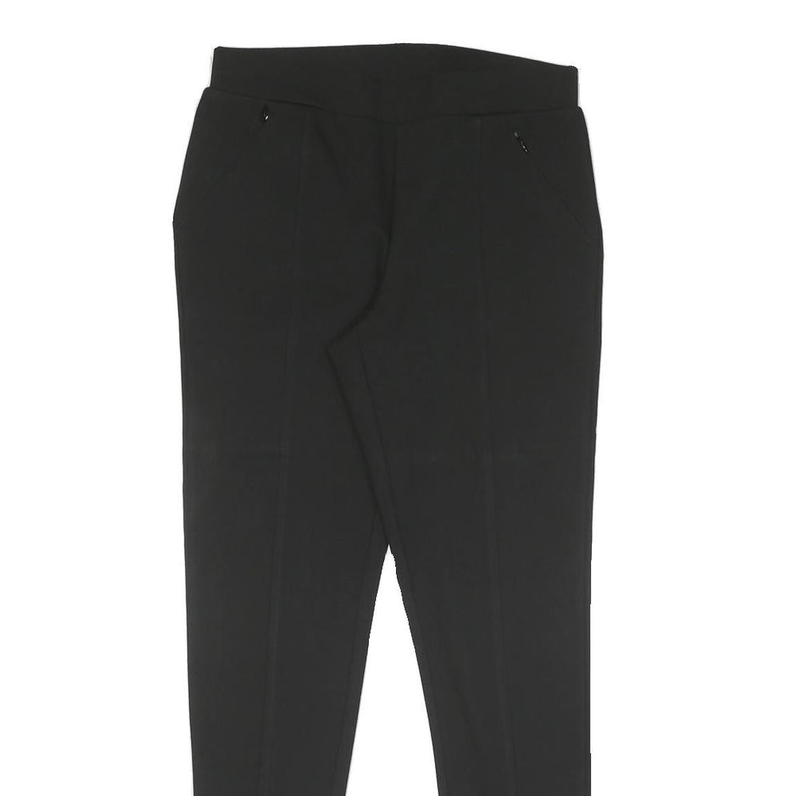 CALVIN KLEIN Womens Black Cotton Slim Straight Trousers W27 L28 Elegant Casual