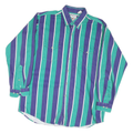MID WEST HARMENTO CO Mens Blue & Green Striped Shirt L Cotton Blend Casual Long