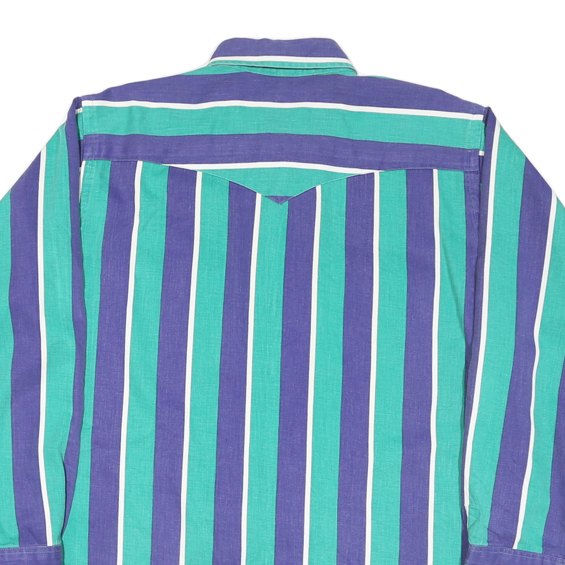 MID WEST HARMENTO CO Mens Blue & Green Striped Shirt L Cotton Blend Casual Long
